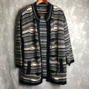 Oskar Haug Ireland Black and Grey Button Wool Blend Sweater FLAW size Medium